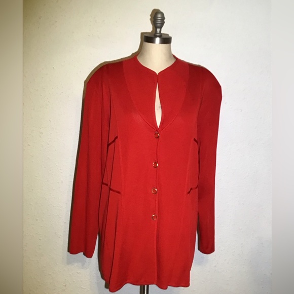 Misook red knitted jacket size 2X - Picture 1 of 9